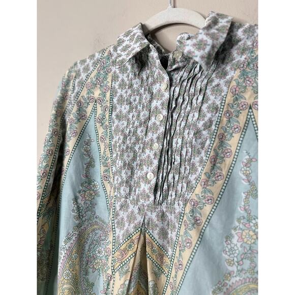 Soft Surroundings Paisley Floral Cotton Voile Tabitha Tunic Top Boho Medium - Picture 3 of 9